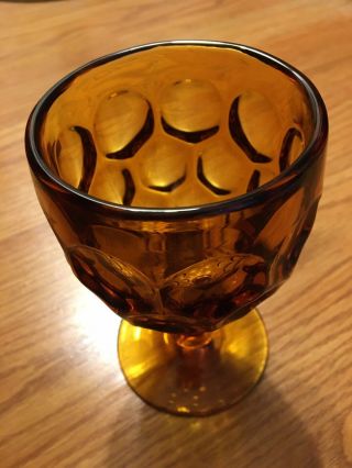 Vintage Indiana Glass Dark Amber Honeycomb Thumbprint Water Goblets