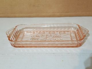 Vintage Pink Depression Glass Butter Dish With Tab Handles