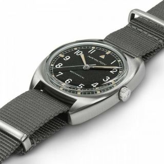 Hamilton H76419931 Khaki Pilot Pioneer Mechanical Hand Wound Watch Black Dial