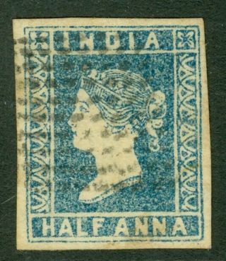 Sg 3 India 1854.  ½d Pale Blue Die 1.  Very Fine,  Type 4 Cancellation.