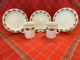 Hearts And & Pines By Porsgrund 2 Cups - 3 Saucers - Norway