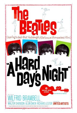 The Beatles Hard Days Night Usa Movie Promotional Poster 1964 13x19