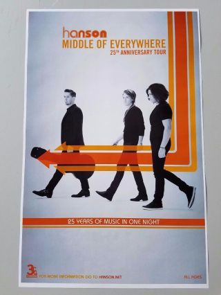 Hanson 11x17 Middle Of Everywhere Promo Hop Jam Concert Tour Poster Tickets Cd