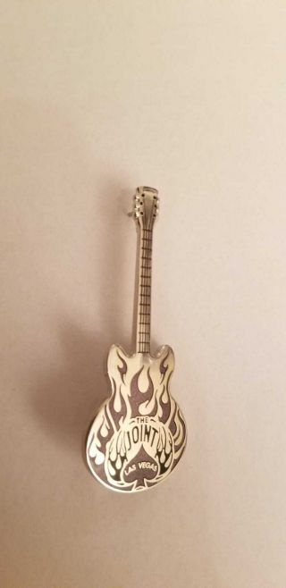 Hard Rock Cafe Las Vegas The Joint Pin 2011 Polished Silver Guitar With Logo