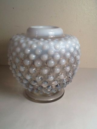Vintage Fenton Hobnail W/ White Opalescent Small Vase