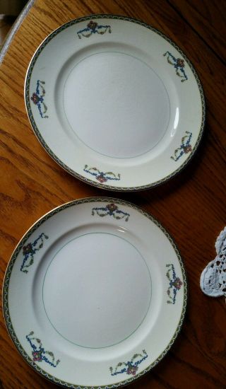 Pope Gosser China Melrose 10 " Dinner Plate And 9 " Salad Plate Gold Trim