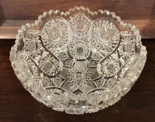 American Brilliant Cut Antique Cut Glass Crystal Bowl