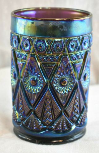 Imperial Diamond Lace Amethyst Carnival Glass Tumbler