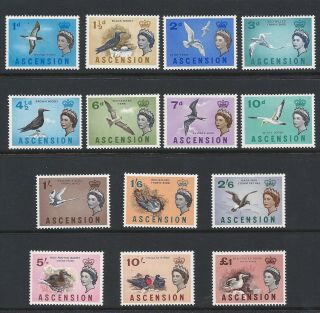 Ascension Island 1963 Set Of Qeii Birds Stamps To One Pound S.  G.  70 - 83 Mnh