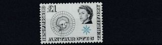 British Antarctic Territory 1963 - 69 Sg 15 £1 Black & Light Bue Mh