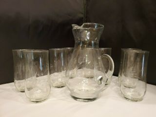 Princess House Heritage 7 " Tumbler Glasses (8) With 10 " Pitcher