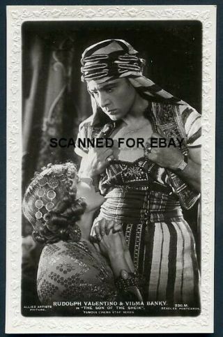 Rudolph Valentino Son Of The Sheik 1920s Beagles Embossed Photo Postcard - Rppc