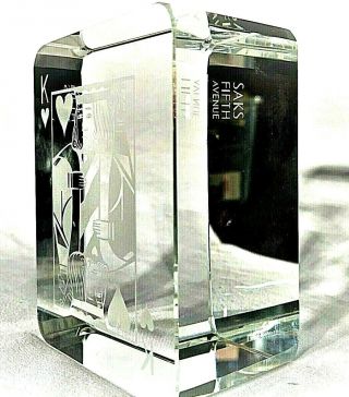 Saks Fifth Avenue Black 3d Rectangle Crystal Laser Etched King Of Hearts Moniker