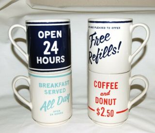 Kate Spade Lenox All In Good Taste Retro Diner 12oz Stacking Coffee Mug Set