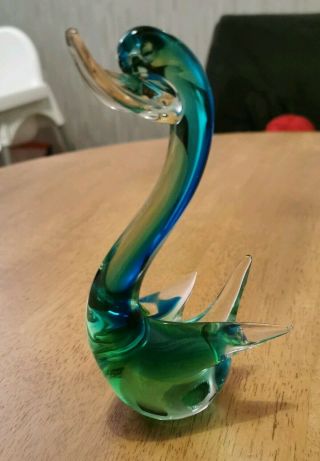 Murano Style Glass Duck.  Turquoise Coloured.
