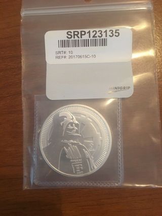 2017 Niue 1 Oz Silver $2 Star Wars Darth Vader Coin