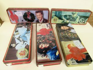 Elvis Presley Candy Christmas Metal Tin Box Set Of 5 Collecticble Russell Stover