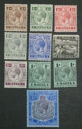 Momen: Malta 1914 - 21 Mult Crown Ca Og H £130 Lot 5793