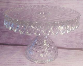 Fostoria American Round Cake Plate Stand Pedestal Rum Well Clear Glass Vintage