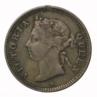 1890 - H British Straits Settlements Silver Five 5 Cents Km 10