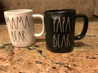 Rae Dunn Mama Bear And Papa Bear Mug Set