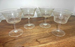 4 X Vintage Pall Mall Lady Hamilton Edwardian Short Champagne Glasses 3¾ "