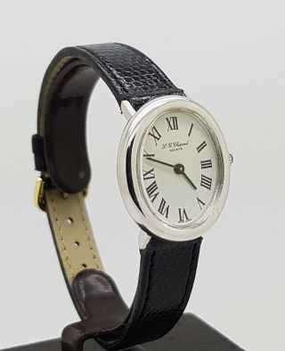 Fine & Vintage 18K White Gold L.  U.  Chopard Baignoir Ellipse Mechanical Watch 3