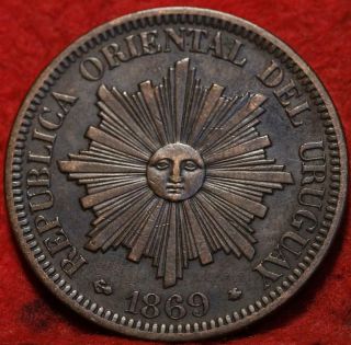 1869 Uruguay 4 Centesimos Foreign Coin