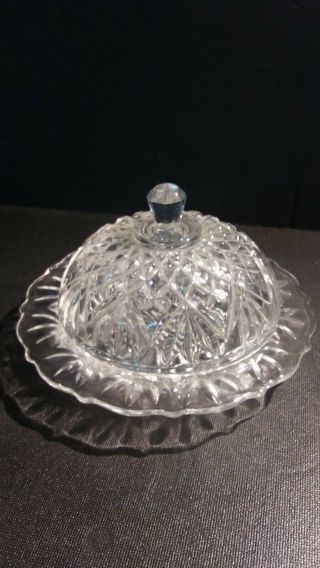 Anchor Hocking Prescut Round Butter Cheese Dish Clear