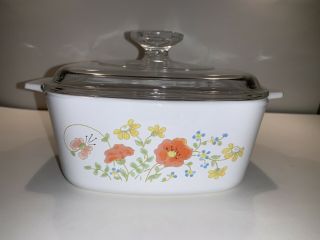 Vintage Corning Ware Wildflower Casserole Dish W Lid,  Pre - Owned,  1.  5 Qt