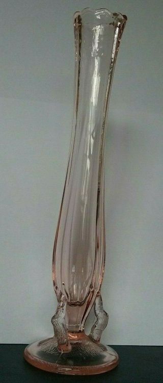 Rare Vintage Pink Dugan Glass Twig Bud Vase 9 Inches Tall