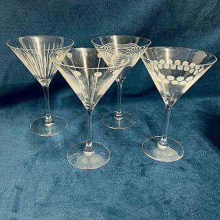 Mikasa Crystal Cheers Too Martini Glass 7 3/8 " Set Of 4