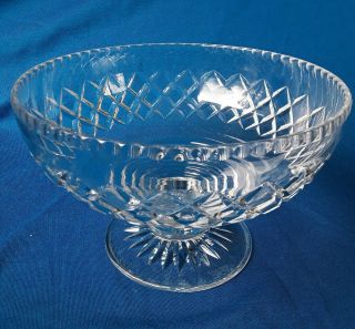 Stuart Diamond Cut Glass Bowl Footed Crystal Punch Serving 21cm Round Large