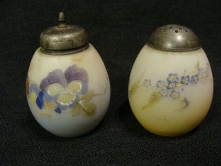 Eapg Opaque White Decorated Egg Shakers