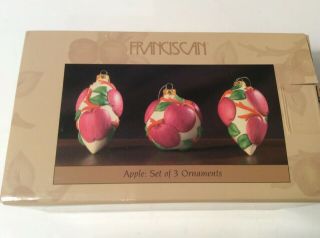 Franciscan Apple Set Of 3 Holiday Ornaments Nib
