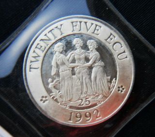 1992 Great Britain Uk Rare Silver Proof Coin 25 Ecu Europe Unc