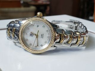 Tag Heuer Ladies Link Diamond 18kt Gold And Stainless Steel Watch.  Wjfi3era6240