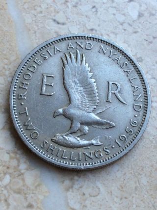 Rhodesia & Nyasaland 2 Shillings 1956 3 - Year Type Rare In High Graded Coin