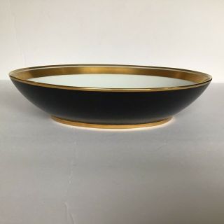 Fitz & Floyd Black Renaissance Oval Serving Bowl Elegant Black Gold Trim
