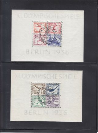 Olympic 1936 Germany Stamp Minisheets Cancelled At Olympic Village