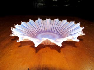 Fostoria Heirloom Pink Opalescent Glass 11 " Round Crimped Bowl