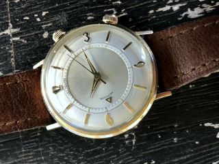1950s Jaeger Lecoultre Memovox Alarm 10k Gold Filled Signed Crowns Dial