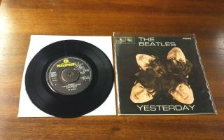 1965 The Beatles Parlophone 45 Record Album Vinyl Picture Sleeve Yesterday