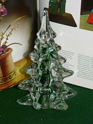 Vintage Schmid Art Glass / Crystal Christmas Tree 8 " Clear & Green