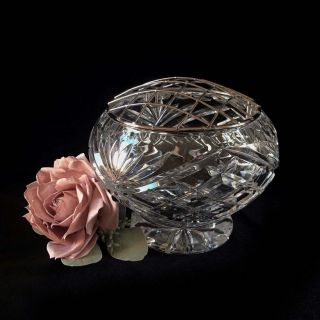 Vintage Crystal Glass Flower Arranger Rose Bowl Bud Vase With Metal Mesh 4