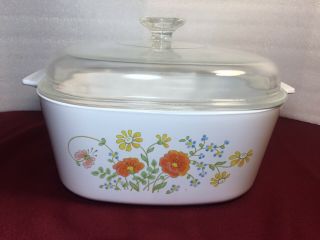 Vintage Corning Ware Wildflower 5 Qt Casserole Dish Dutch Oven A - 5 - B With Lid