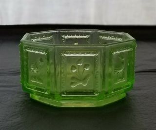 Vintage Uranium Green Depression Glass Candy Dish