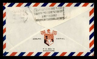 DR WHO 1968 SINGAPORE SLOGAN CANCEL HOTEL ADVERTISING AIRMAIL TO USA e87613 2