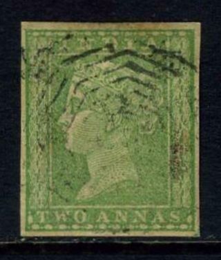 India 1854 2a Green Imperforate Fine Sg 31
