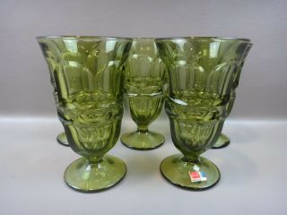 Set Of 5 Fostoria Argus Green Ice Tea Glasses Stemware